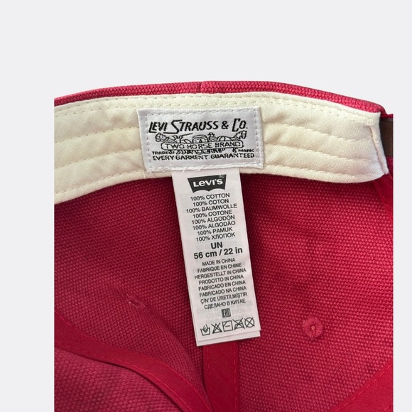 Levi's Lazy Girl Logo Cap Red Adjustable Leather Strap Sold Out - Picture 5 of 6